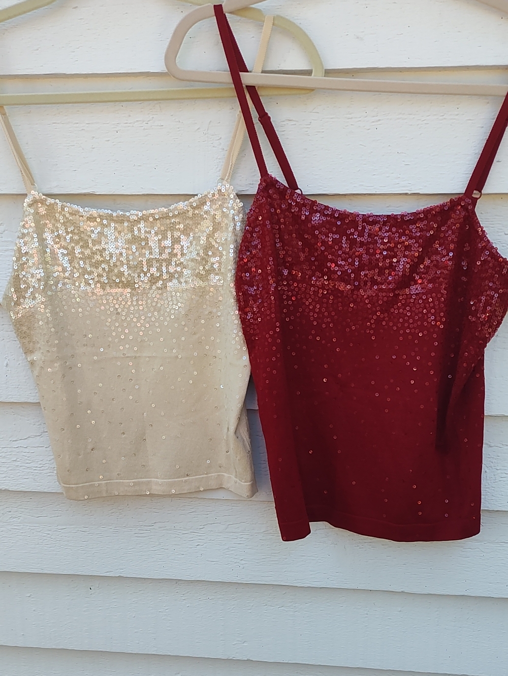BCBGMaxAzria Sequin Cami Duo in Red and Cream